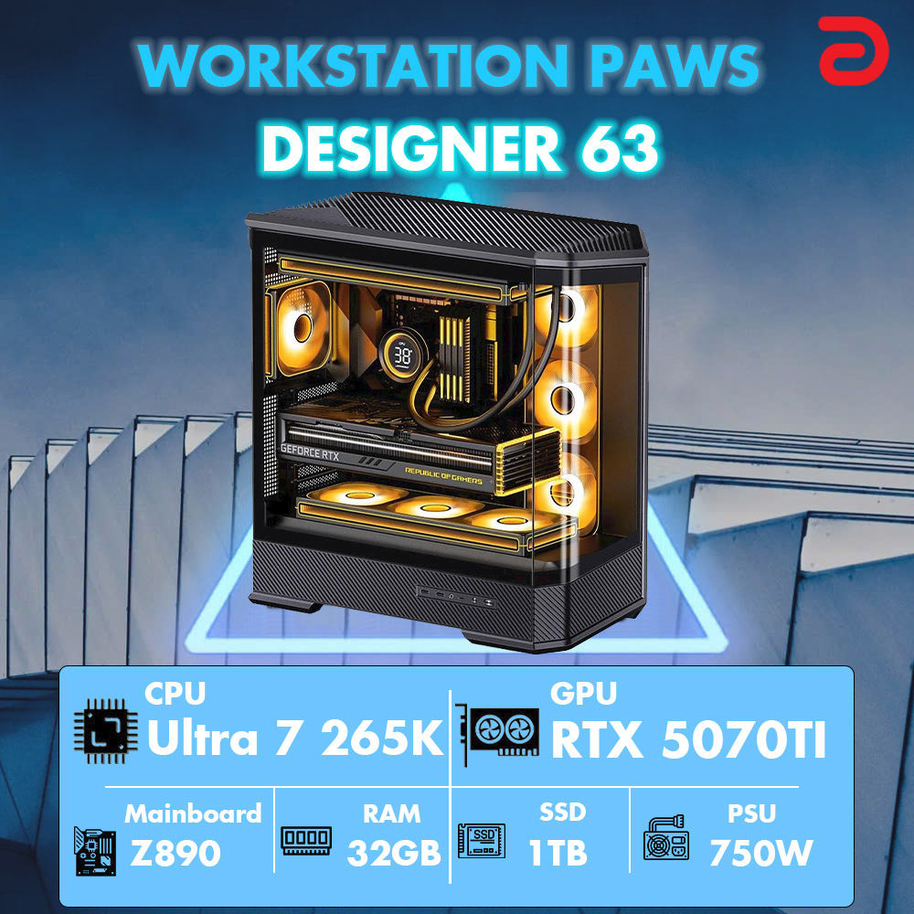 Máy tính PAWS DESIGNER 63 (Core Ultra 7 265K/Z890/32GB/RTX 5070TI) Máy tính PAWS DESIGNER 63 (Core Ultra 7 265K/Z890/32GB/RTX 5070TI)