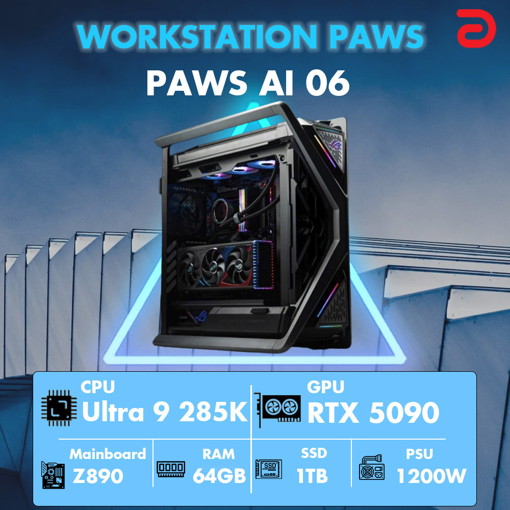 Máy tính PAWS AI 06 (Core Ultra 9 285K/Z890/64GB/RTX 5090) Máy tính PAWS AI 06 (Core Ultra 9 285K/Z890/64GB/RTX 5090)