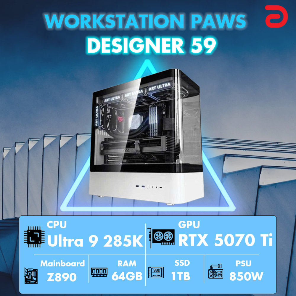 Máy tính PAWS DESIGNER 59 (Core Ultra 9 285K/Z890/64GB/RTX 5070 TI) Máy tính PAWS DESIGNER 59 (Core Ultra 9 285K/Z890/64GB/RTX 5070 TI)