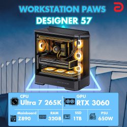 Máy tính PAWS DESIGNER 57 (Core Ultra 7 265K/Z890/32GB/RTX 3060 12Gb)