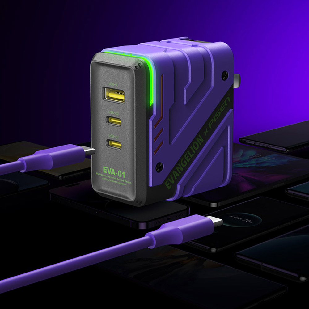 Củ sạc Pisen Pro-EVA Mecha 2 cổng type C 1 cổng USB 65W TP-C04 Củ sạc Pisen Pro-EVA Mecha 2 cổng type C 1 cổng USB 65W TP-C04