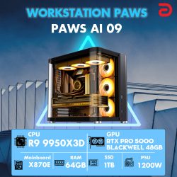 Máy tính PAWS AI 09 (Ryzen 9/X870/64GB/RTX PRO 5000 Blackwell 48Gb)