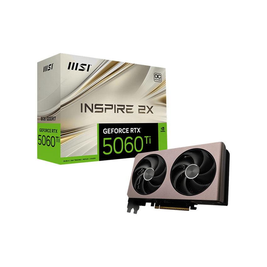 Card đồ họa MSI GeForce RTX 5060 Ti 8G INSPIRE 2X OC (GDDR7/ 128 bit) Card đồ họa MSI GeForce RTX 5060 Ti 8G INSPIRE 2X OC (GDDR7/ 128 bit)