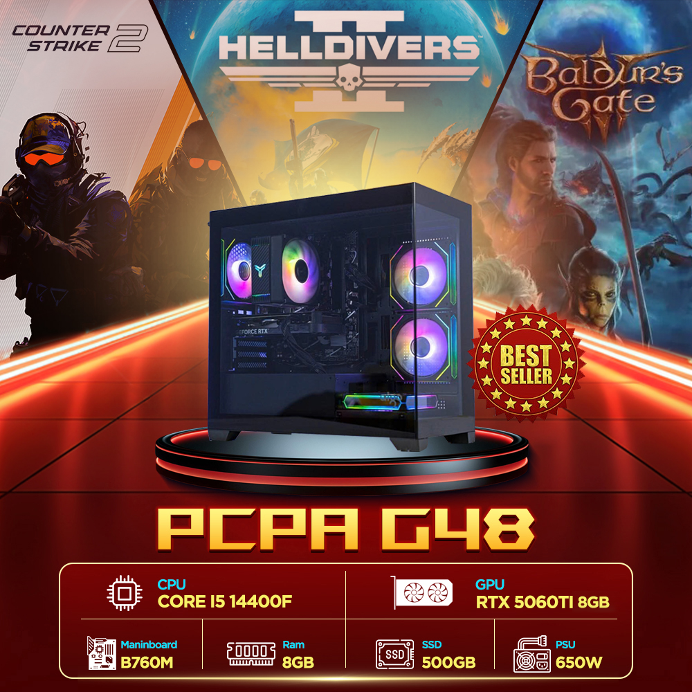 Máy tính PCPA G48 (i5 14400F/16GB/RTX 5060TI/650W) Máy tính PCPA G48 (i5 14400F/16GB/RTX 5060TI/650W)