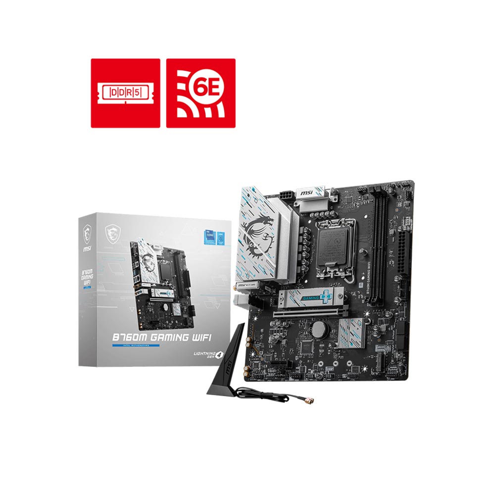 Mainboard MSI B760M GAMING WIFI (Intel B760/ Socket 1700/ M-ATX/ 2 khe ram/ DDR5/ 2.5 Gigabit LAN) Mainboard MSI B760M GAMING WIFI (Intel B760/ Socket 1700/ M-ATX/ 2 khe ram/ DDR5/ 2.5 Gigabit LAN)