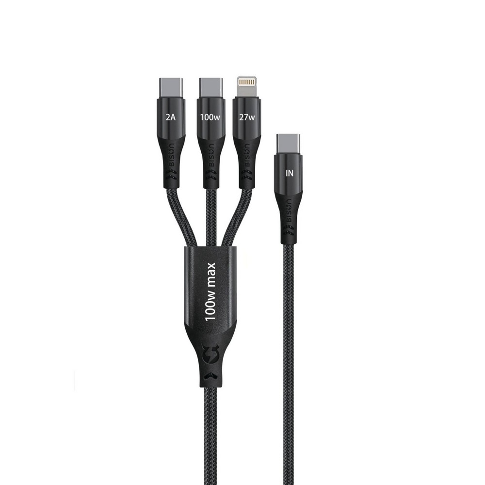 Cáp Bison 3 đầu ra Lightning Type-C 1.2m CB301 Cáp Bison 3 đầu ra Lightning Type-C 1.2m CB301