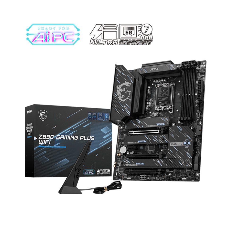 Mainboard MSI Z890 GAMING PLUS WIFI (Intel Z890/ Socket 1851/ ATX/ 4 khe ram/ DDR5/ 5Gbps LAN) Mainboard MSI Z890 GAMING PLUS WIFI (Intel Z890/ Socket 1851/ ATX/ 4 khe ram/ DDR5/ 5Gbps LAN)
