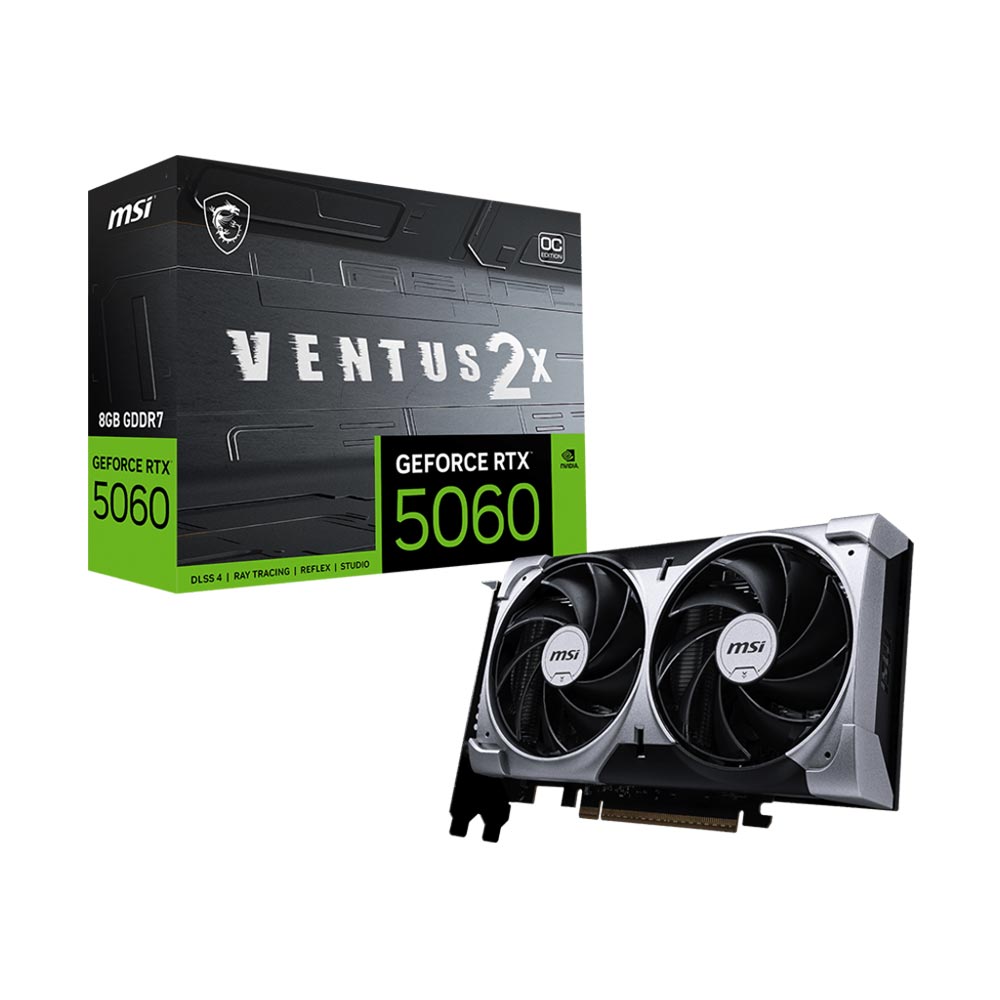 Card đồ họa MSI GeForce RTX 5060 8G VENTUS 2X OC (GDDR7/ 128 bit)