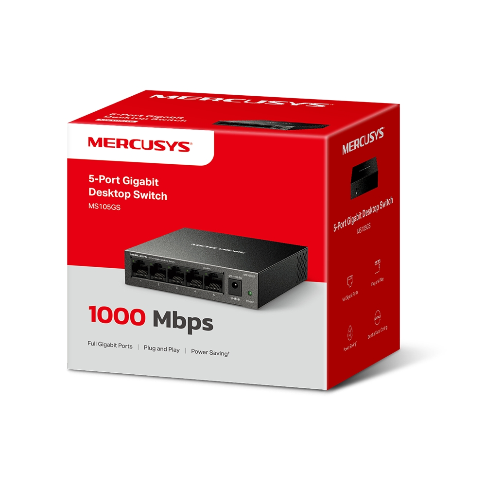 Switch Mercusys MS105GS (Gigabit 1000Mbps/ 5 Cổng/ Vỏ Thép) Switch Mercusys MS105GS (Gigabit 1000Mbps/ 5 Cổng/ Vỏ Thép)