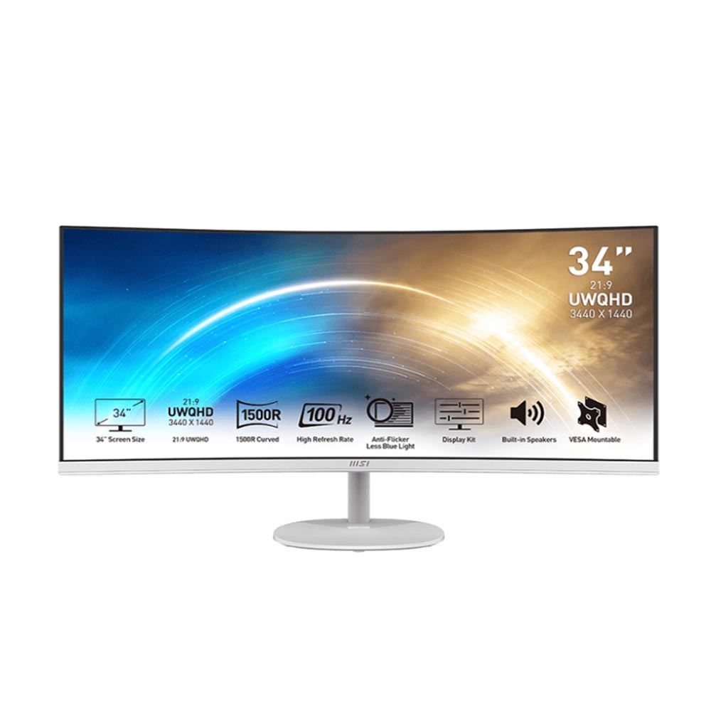 Màn hình cong MSI MP341CQW (34Inch/ UWQHD (3440x1440)/ 1ms/ 100HZ/ 300cd/m2/ VA) Màn hình cong MSI MP341CQW (34Inch/ UWQHD (3440x1440)/ 1ms/ 100HZ/ 300cd/m2/ VA)