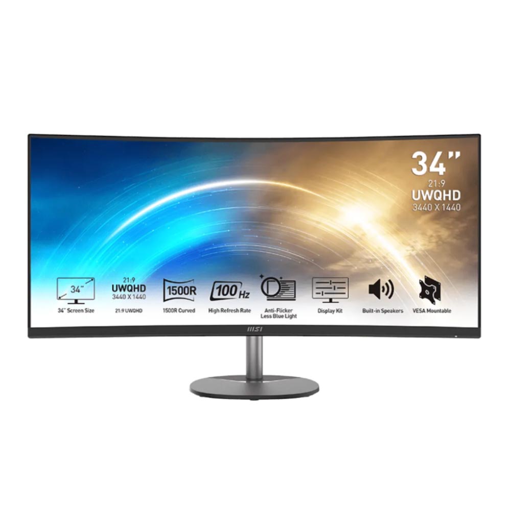 Màn hình cong MSI PRO MP341CQ (34Inch/ UWQHD (3440x1440)/ 1ms/ 100HZ/ 300cd/m2/ VA) Màn hình cong MSI PRO MP341CQ (34Inch/ UWQHD (3440x1440)/ 1ms/ 100HZ/ 300cd/m2/ VA)