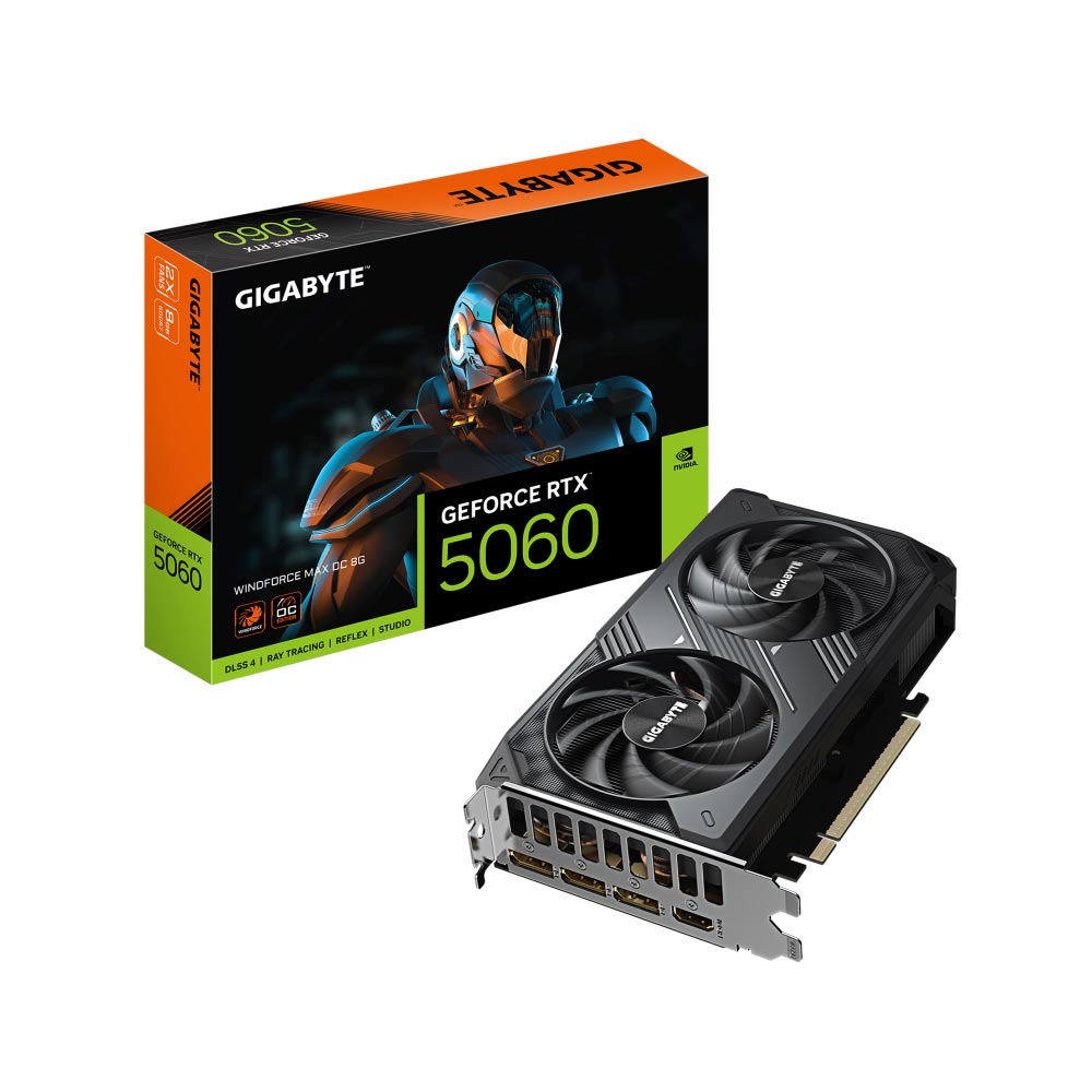 Card đồ họa Gigabyte GeForce RTX 5060 WINDFORCE MAX OC 8G GDDR7 (N5060WF2MAX OC-8GD) Card đồ họa Gigabyte GeForce RTX 5060 WINDFORCE MAX OC 8G GDDR7 (N5060WF2MAX OC-8GD)