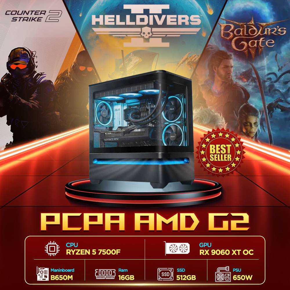 Máy tính PCPA AMD G2 (R5 7500F/16GB/RX 9060 XT 16G/650W) Máy tính PCPA AMD G2 (R5 7500F/16GB/RX 9060 XT 16G/650W)