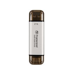 Ổ cứng di động SSD Transcend 2Tb TS2TESD310S (Type-C và USB3.2/ 1050Mb/s/ 950Mb/s/ Bạc)