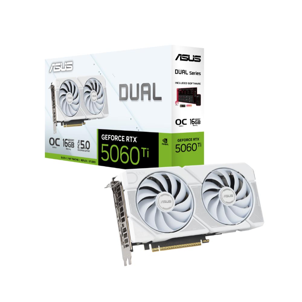 Card đồ họa Asus Dual GeForce RTX 5060 Ti 16GB GDDR7 White OC Edition Card đồ họa Asus Dual GeForce RTX 5060 Ti 16GB GDDR7 White OC Edition