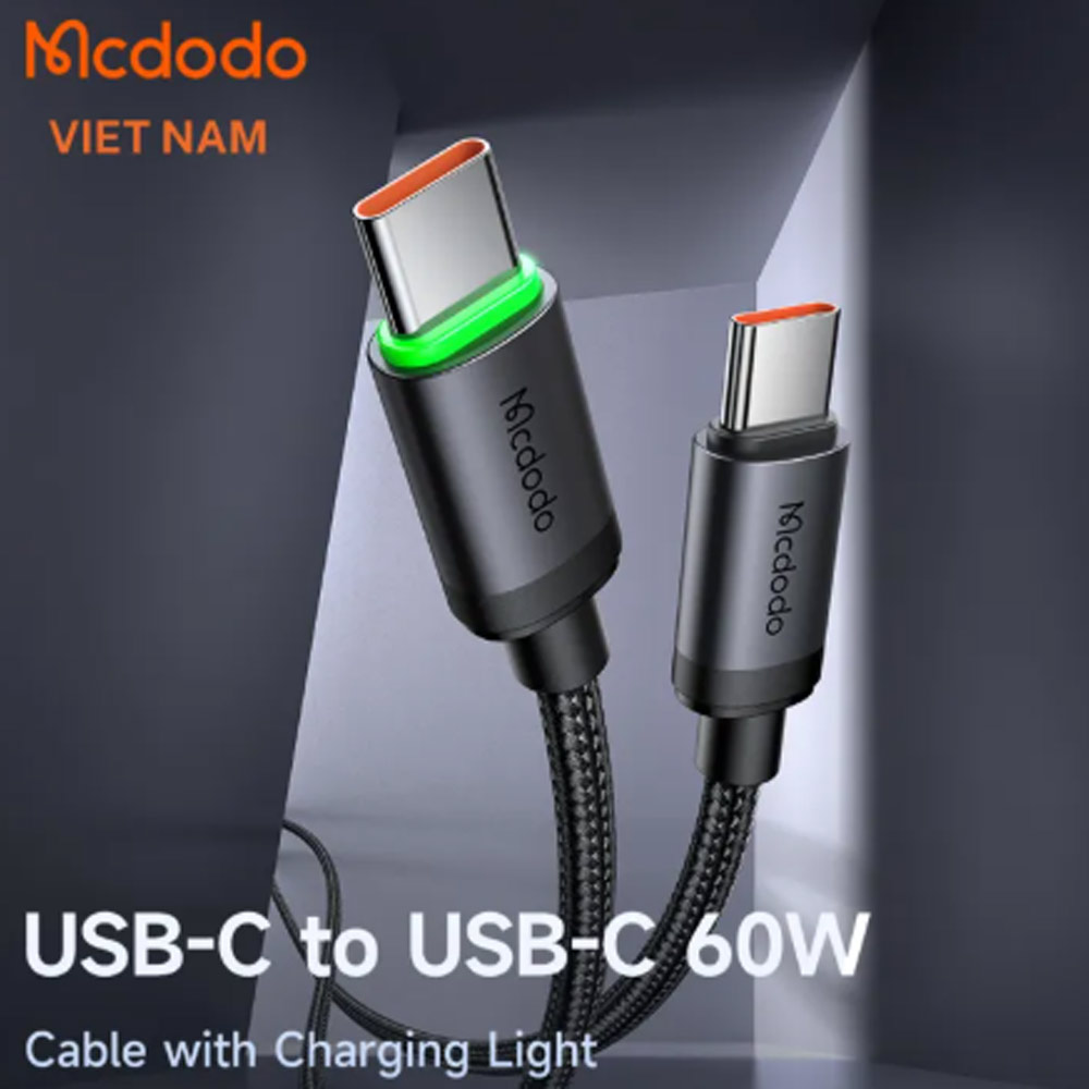 Cáp Mcdodo type C - type C 1m CA-4410 (có đèn báo sạc) Cáp Mcdodo type C - type C 1m CA-4410 (có đèn báo sạc)