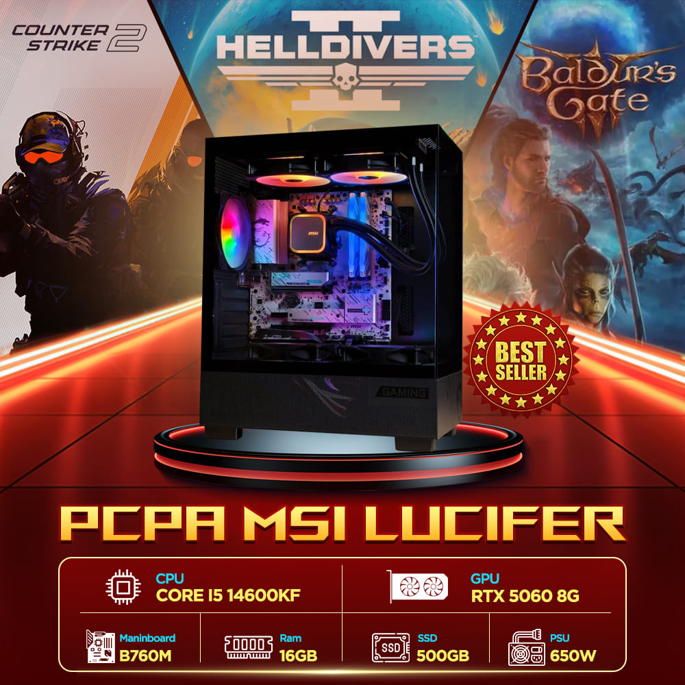 Máy tính PCPA MSI Lucifer (i5 14600KF/16GB/RTX 5060 8Gb/650W) Máy tính PCPA MSI Lucifer (i5 14600KF/16GB/RTX 5060 8Gb/650W)