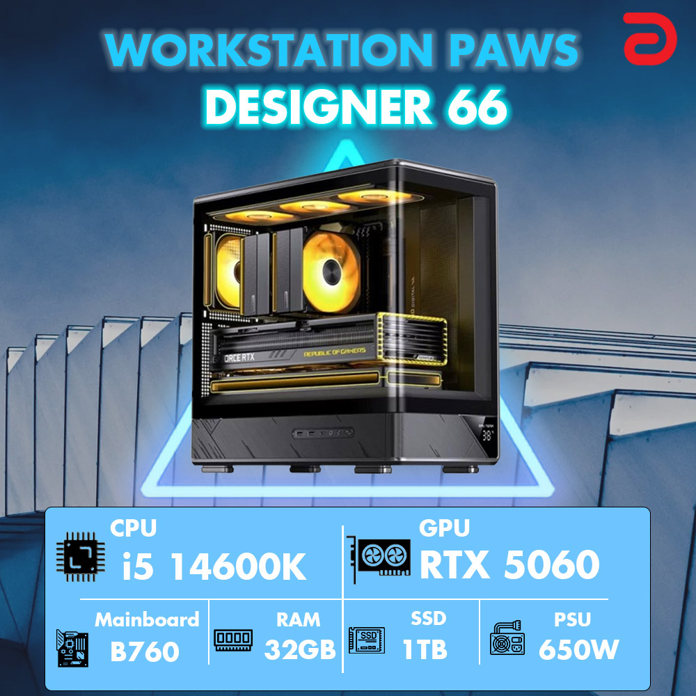 Máy tính PAWS DESIGNER 66 (Core i5 14600K/B760/32GB/RTX 5060 8Gb) Máy tính PAWS DESIGNER 66 (Core i5 14600K/B760/32GB/RTX 5060 8Gb)