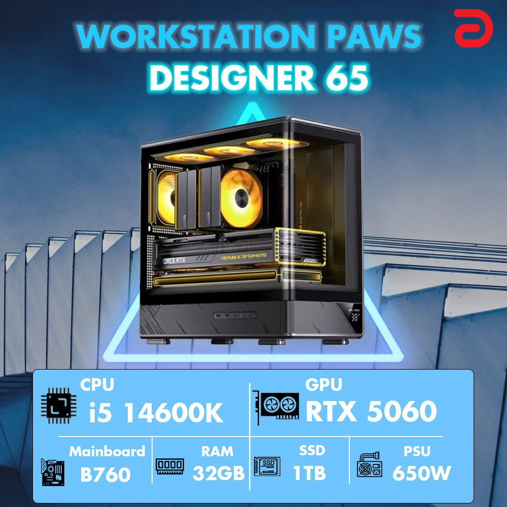 Máy tính PAWS DESIGNER 65 (Core i5 14600K/B760/32GB/RTX 5060 8Gb) Máy tính PAWS DESIGNER 65 (Core i5 14600K/B760/32GB/RTX 5060 8Gb)