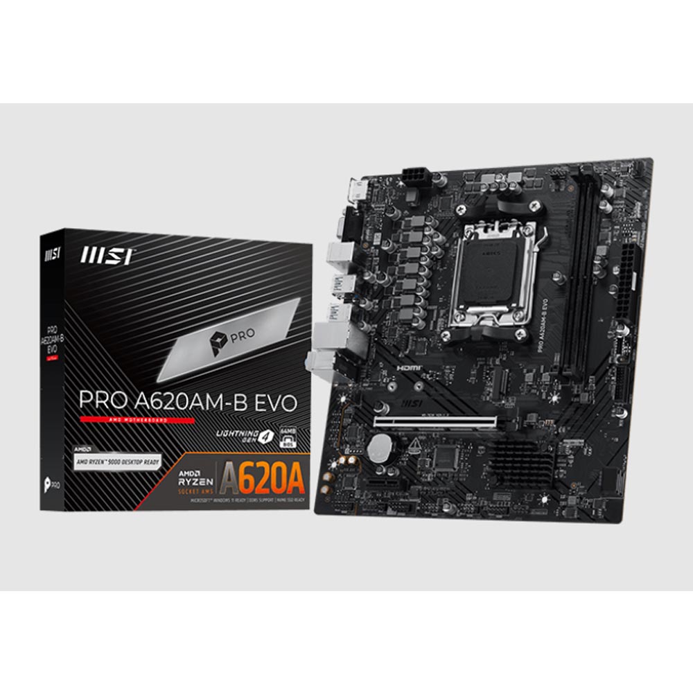 Mainboard MSI PRO A620AM-B EVO (AMD A620/ Socket AM5/ M-ATX/ 2 khe ram) Mainboard MSI PRO A620AM-B EVO (AMD A620/ Socket AM5/ M-ATX/ 2 khe ram)