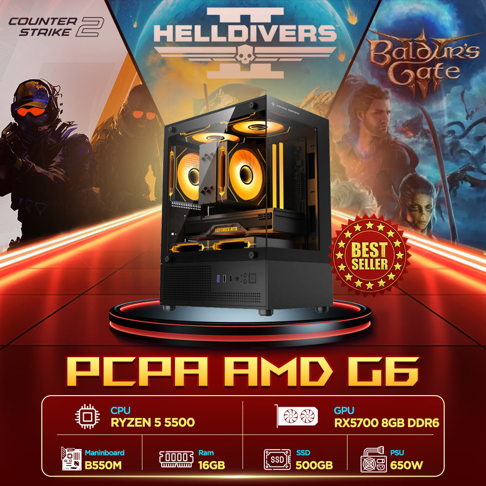 Máy tính PCPA AMD G6 (R5 5500/16GB/RX 5700 8G/650W) Máy tính PCPA AMD G6 (R5 5500/16GB/RX 5700 8G/650W)