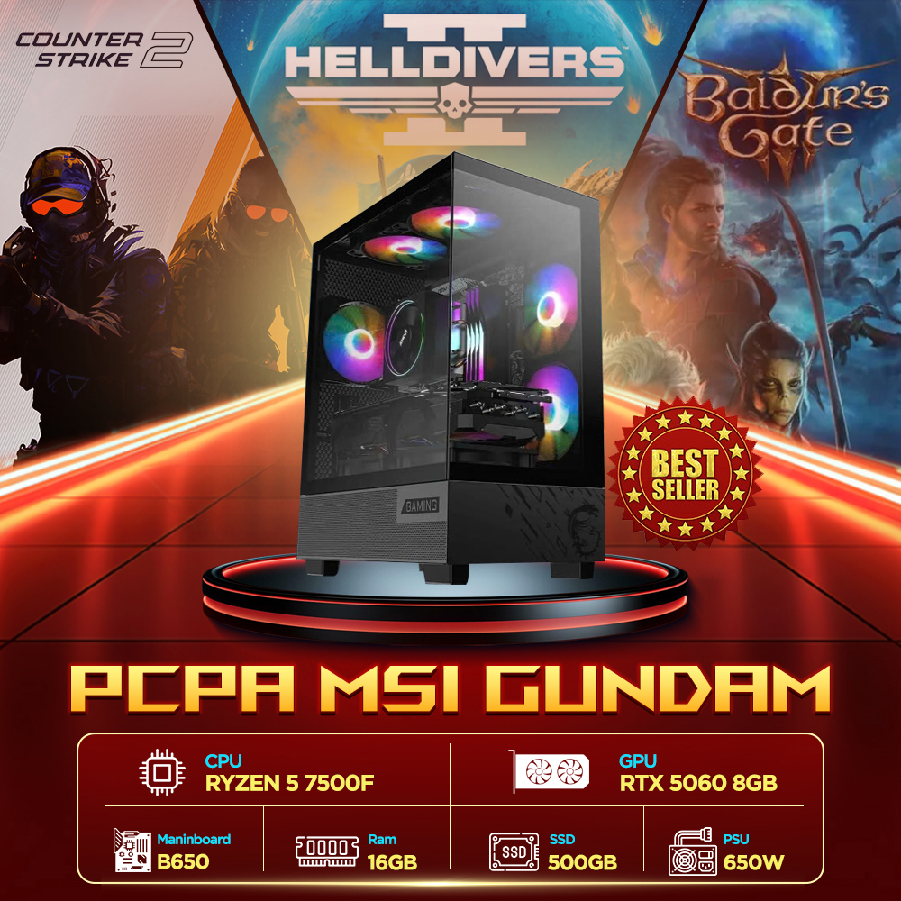 Máy tính PCPA MSI Gundam (Ryzen 5 7500F/16GB/RTX 5060 8G/650W) Máy tính PCPA MSI Gundam (Ryzen 5 7500F/16GB/RTX 5060 8G/650W)