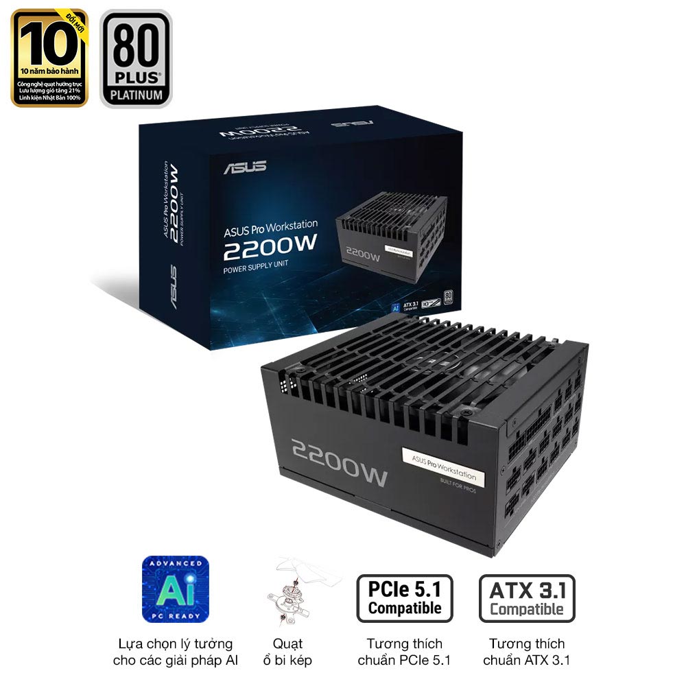 Nguồn máy tính Asus PRO-WS-2200P (2200W/ 80 Plus Platinum/ Full-Modular) Nguồn máy tính Asus PRO-WS-2200P (2200W/ 80 Plus Platinum/ Full-Modular)