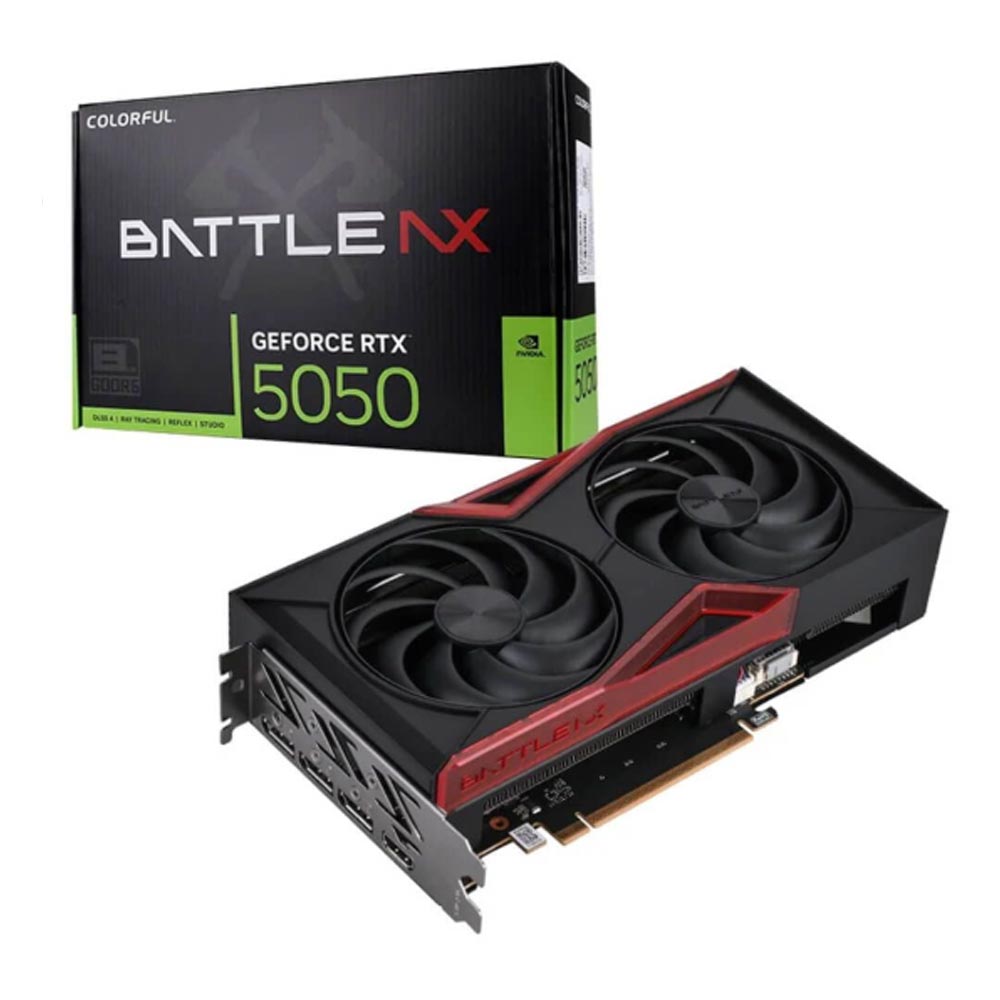 Card đồ họa Colorful GeForce RTX 5050 Battle AX DUO 8GB-V (GDDR6/ 128 bit) Card đồ họa Colorful GeForce RTX 5050 Battle AX DUO 8GB-V (GDDR6/ 128 bit)