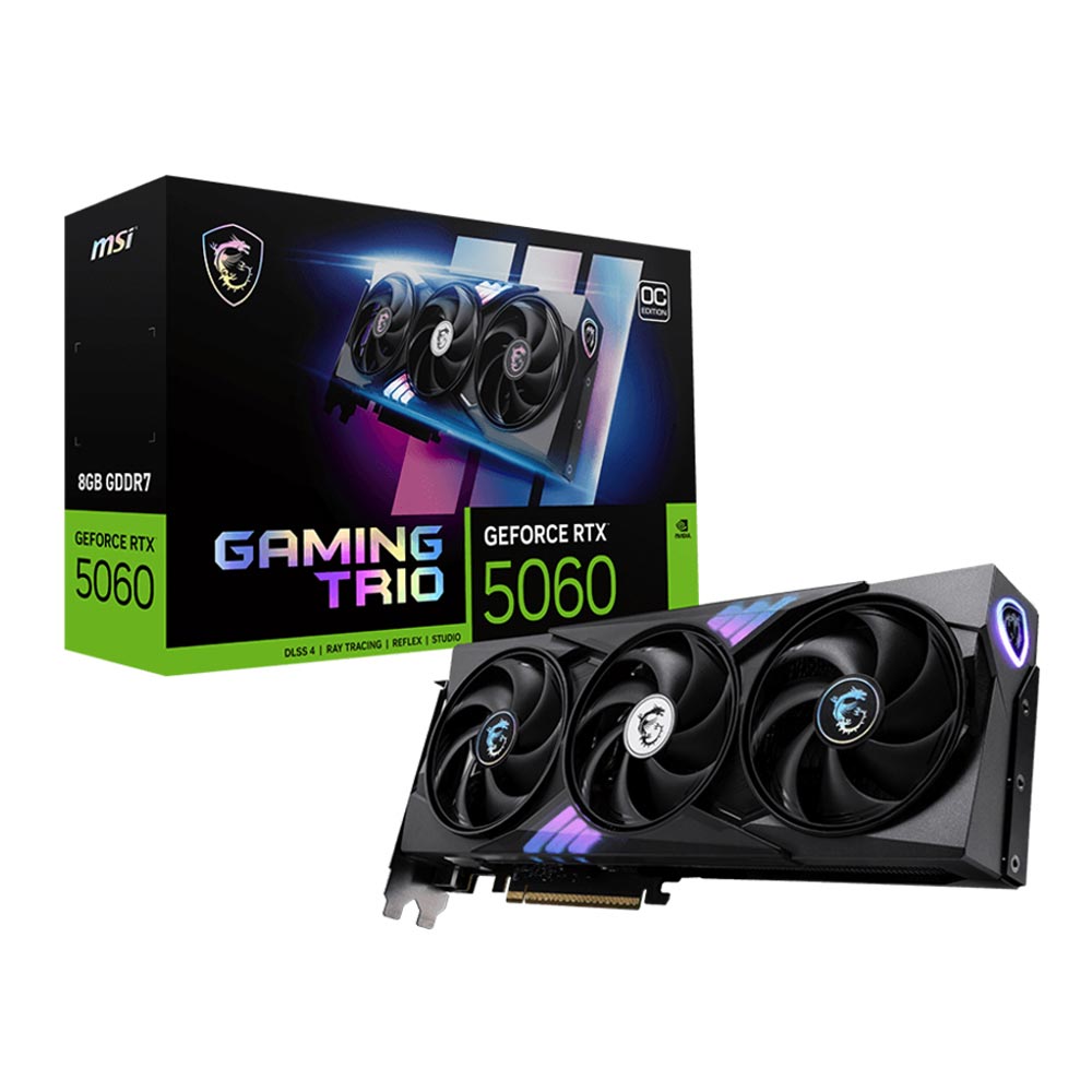 Card đồ họa MSI GeForce RTX 5060 8GB GAMING TRIO OC (GDDR7/ 128 bit) Card đồ họa MSI GeForce RTX 5060 8GB GAMING TRIO OC (GDDR7/ 128 bit)