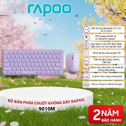 Bộ bàn phím chuột không dây Rapoo 9010M Màu tím (Bluetooth/Wireless/ Pin sạc)