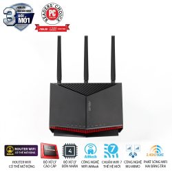 Bộ phát wifi 7 Asus RT-BE86U (Chuẩn BE/ BE6800Mbps/ 3 Ăng-ten ngoài, 1 ăng-ten ngầm/ AIMesh)
