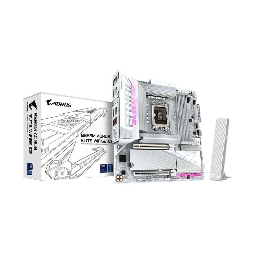 Mainboard Gigabyte B860M AORUS ELITE WIFI6E ICE DDR5 (Intel B860/ Socket 1851/ M-ATX/ 4 khe ram/ 2.5 Gigabit LAN) Mainboard Gigabyte B860M AORUS ELITE WIFI6E ICE DDR5 (Intel B860/ Socket 1851/ M-ATX/ 4 khe ram/ 2.5 Gigabit LAN)