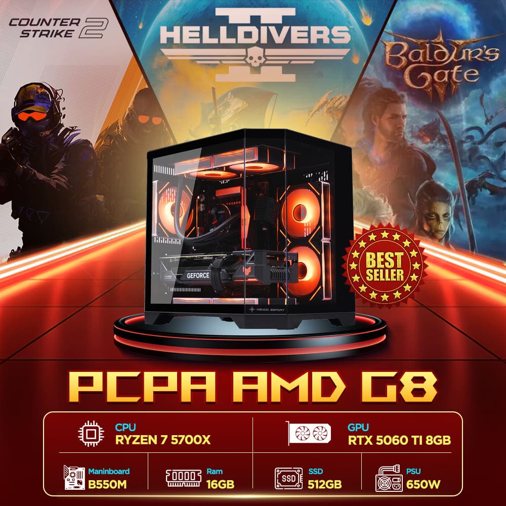 Máy tính PCPA AMD G8 (R7 5700X/16GB/RX 5060TI 8G) Máy tính PCPA AMD G8 (R7 5700X/16GB/RX 5060TI 8G)