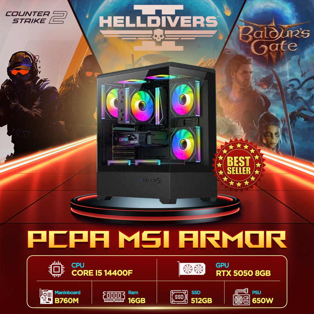 Máy tính PCPA MSI Armor (Core i5 14400F/16GB/RTX 5050 8G) Máy tính PCPA MSI Armor (Core i5 14400F/16GB/RTX 5050 8G)