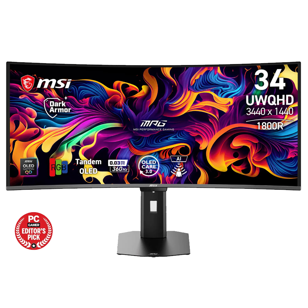 Màn hình cong gaming MSI MPG 341CQR QD-OLED X36 (34Inch/ UWQHD (3440x1440)/ 0.03ms/ 360Hz/ 300cd/m2/ OLED)