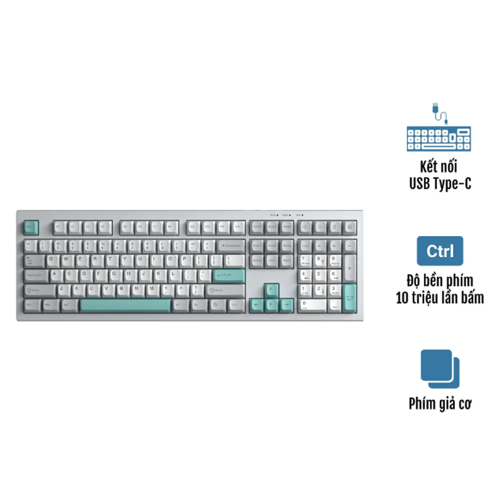 Bàn phím Gaming Aula S102 Xám Be Xanh Ngọc Bàn phím Gaming Aula S102 Xám Be Xanh Ngọc