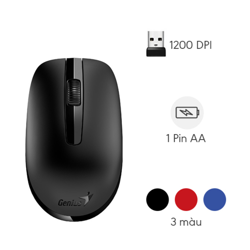 Chuột không dây Genius NX-7007 (2.4Ghz/ Đen) Chuột không dây Genius NX-7007 (2.4Ghz/ Đen)