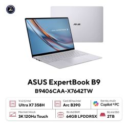 Laptop Asus ExpertBook Ultra B9406CAA-X7642TW (Ultra X7 358H/ 64GB/ 2TB SSD/ 14 inch WQXGA Touch/ 120Hz/ Win11/ Grey/ Vỏ nhôm/ Túi)