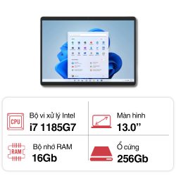 Máy tính xách tay Microsoft Surface Pro 8 (Core i7 1185G7/ 16Gb/ 256GB/ 13.0inch Touch/ Windows 11 Home/ Platinum)