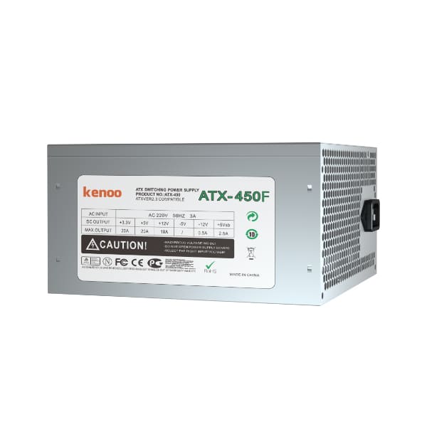 Nguồn máy tính KENOO ATX450F - (Fan 12) - Mầu Đen - Cáp dẹt