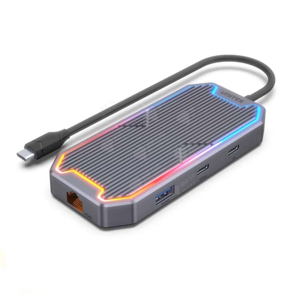 Bộ chuyển đổi Unitek D1029A 7 in 1 USB Type-C sang HDMI 4K 60Hz + 3.5mm + USB 3.0 + LAN + PD 100W Bộ chuyển đổi Unitek D1029A 7 in 1 USB Type-C sang HDMI 4K 60Hz + 3.5mm + USB 3.0 + LAN + PD 100W