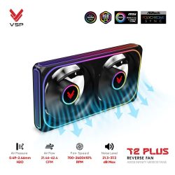 Quạt case VSP T2 PLUS Reverse Đen(ARGB Infinity Mirror/Fan Đôi Cánh Ngược)