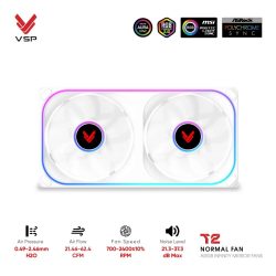 Quạt case VSP T2 Normal Trắng (ARGB Infinity Mirror / Fan Đôi Liền Khối)
