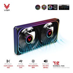 Quạt case VSP T2 Normal Đen (ARGB Infinity Mirror / Fan Đôi Liền Khối)