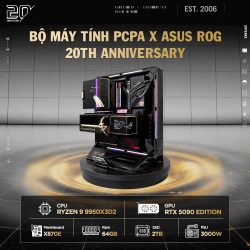 Bộ máy tính PCPA x ASUS ROG 20th Anniversary-Ryzen 9 9950X3D2/64GB/RTX5090/PG27AQWP-G