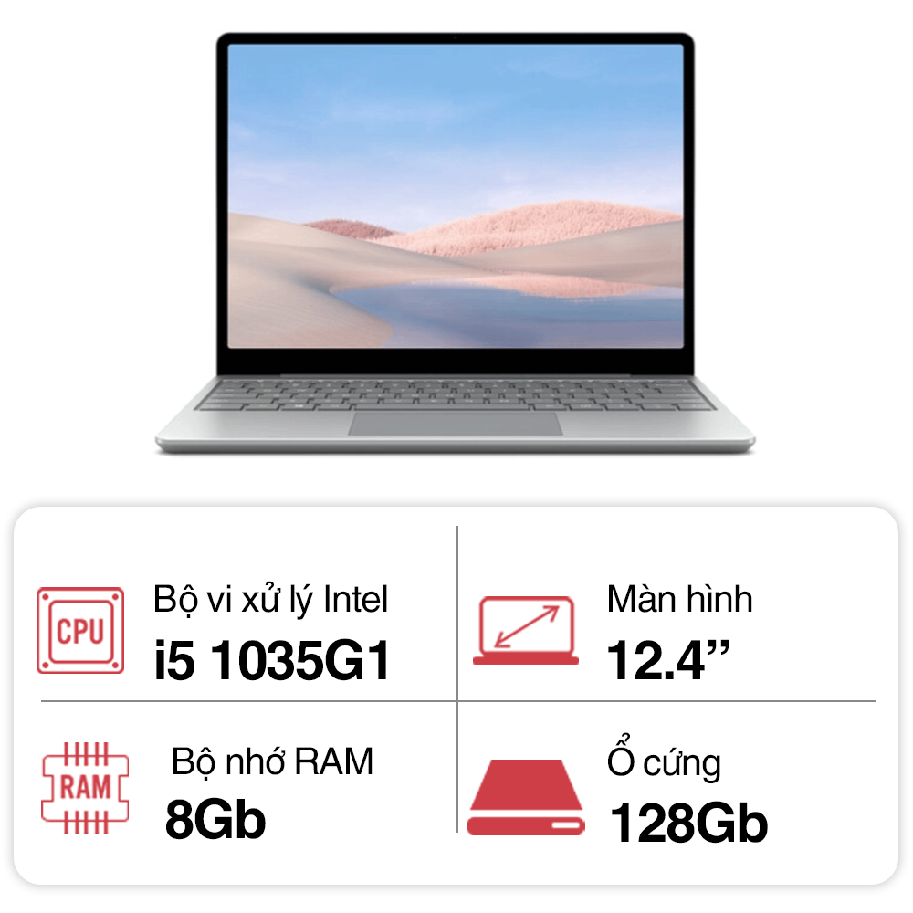 Máy tính xách tay Microsoft Surface Laptop Go (Core i5 1035G1/ 8GB/ 128GB SSD/ 12.4Inch Touch/ Windows 10 Home/ Platinum) Máy tính xách tay Microsoft Surface Laptop Go (Core i5 1035G1/ 8GB/ 128GB SSD/ 12.4Inch Touch/ Windows 10 Home/ Platinum)