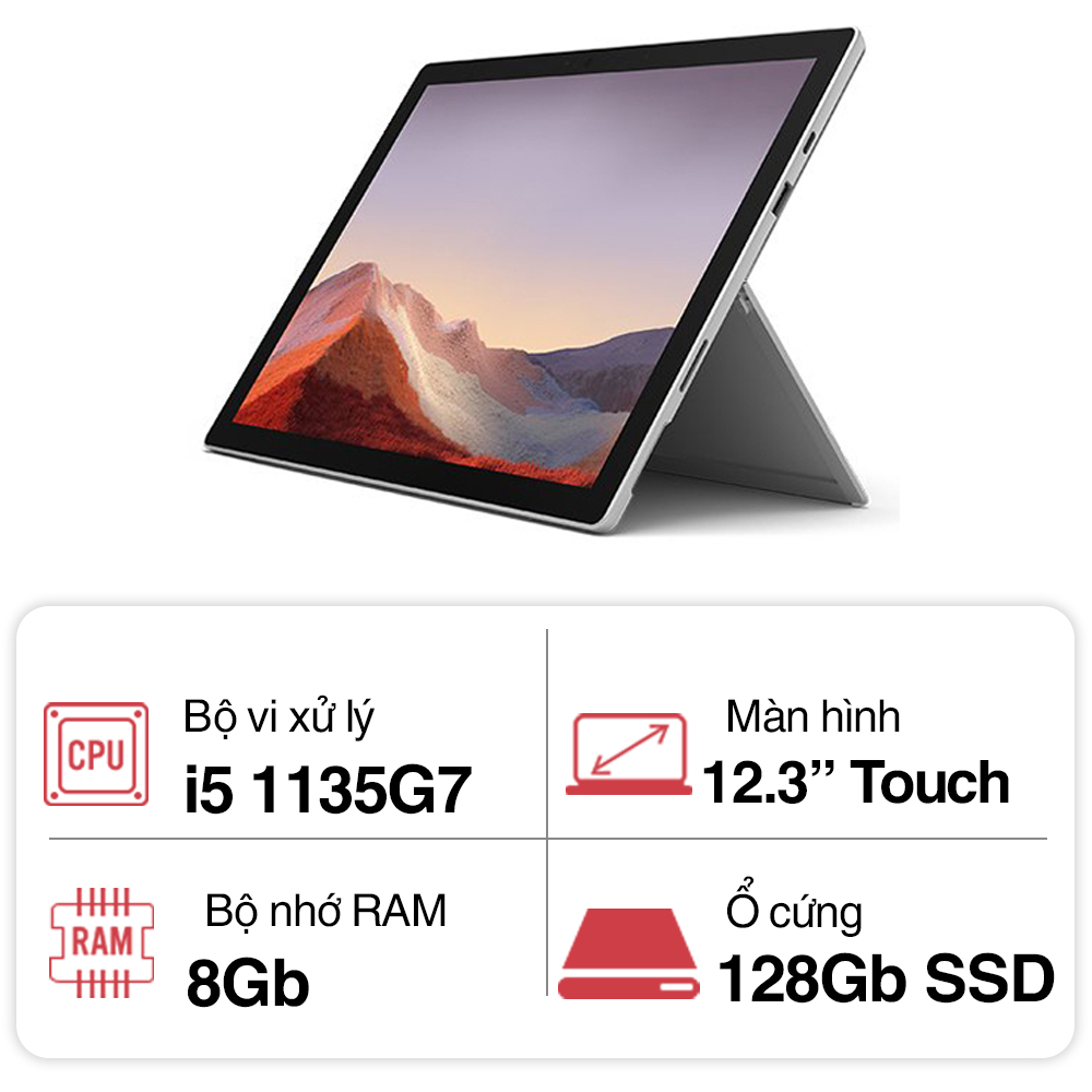 Máy tính xách tay Microsoft Surface Pro 7 Plus (Core i5 1135G7/ 8Gb/ 128GB SSD/ 12.3inch Touch/ Windows 11 Home/ Platinum) Máy tính xách tay Microsoft Surface Pro 7 Plus (Core i5 1135G7/ 8Gb/ 128GB SSD/ 12.3inch Touch/ Windows 11 Home/ Platinum)