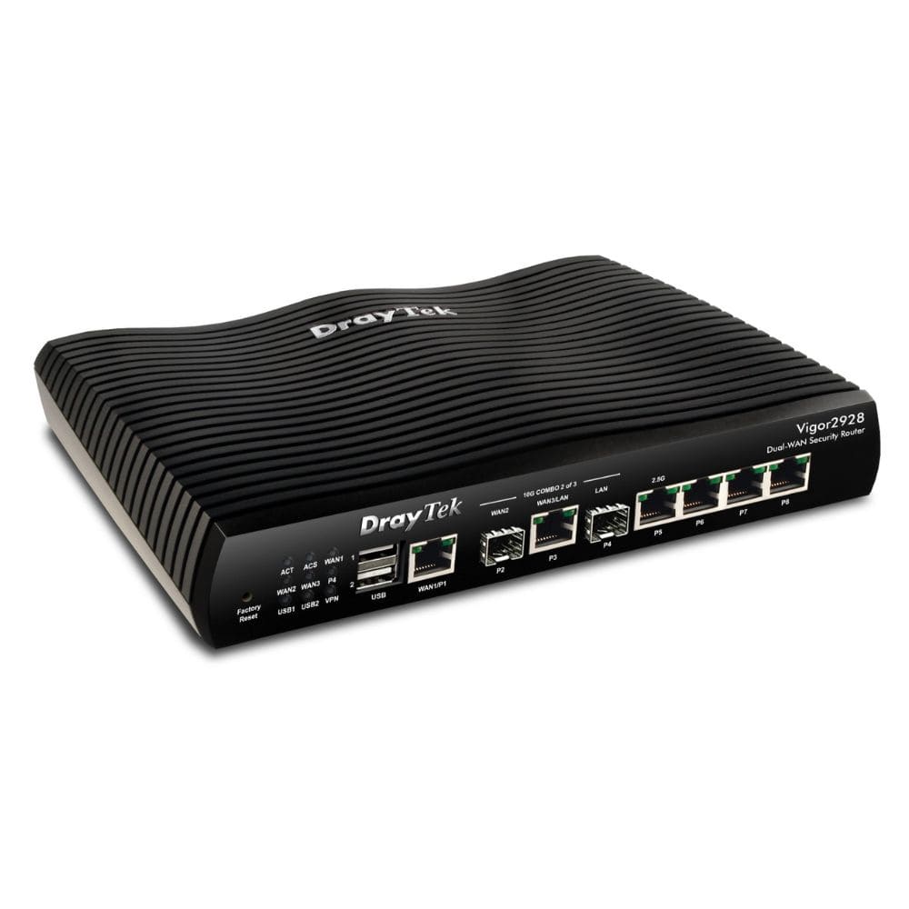 Thiết bị cân bằng tải Draytek Vigor2928 (3 cổng WAN/ 2 cổng SFP+/ Dưới 150 User) Thiết bị cân bằng tải Draytek Vigor2928 (3 cổng WAN/ 2 cổng SFP+/ Dưới 150 User)