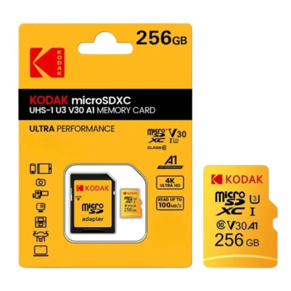 Thẻ nhớ MicroSD Kodak 256GB UHS-I U3/V30/A1 kèm Adapter (R:90MB/s/ W:80MB/s) Thẻ nhớ MicroSD Kodak 256GB UHS-I U3/V30/A1 kèm Adapter (R:90MB/s/ W:80MB/s)