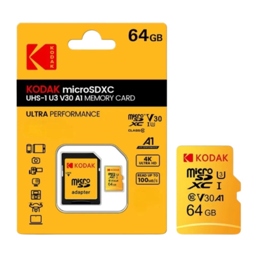 Thẻ nhớ MicroSD Kodak 64GB UHS-I U3/V30/A1 kèm Adapter (75MB/s/ W:25MB/s) Thẻ nhớ MicroSD Kodak 64GB UHS-I U3/V30/A1 kèm Adapter (75MB/s/ W:25MB/s)